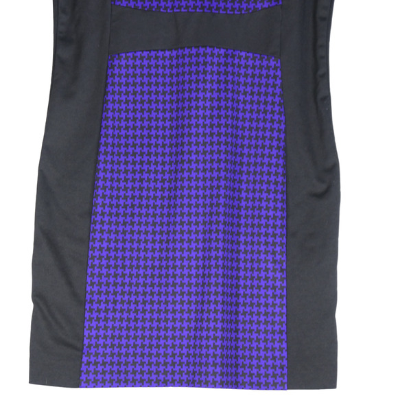 NEW Michael Kors Dress Womens 14 Purple Houndstooth Stretchy Body Con NWT $150 - Picture 3 of 9